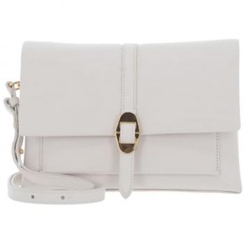 Coccinelle Leather Shoulder Bag with Flap Closure, Beige, ONE SIZE