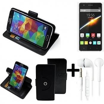 TOP SET: 360° Funda Smartphone para Cubot S500, negro + Auriculares | Función de stand Caso Monedero BookStyle mejor precio, mejor funcionamiento - K-S-Trade | Funda Universal Caso Monedero cubierta del tirón Monedero Monedero