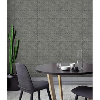 Papel Pintado Vinílico Ecológico Chapa y Remaches Acero Metalizado - Austin Factory 679598 - Rollo 10 m x 0,53 m