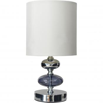 Lámpara de mesa Mali E14, 1 luz, máx. 40W, material: metal/vidrio/textil, color: blanco/cromo, IP20