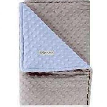 Pirulos 64005153 - Manta doble cara, 80 x 110, diseño dots, color gris/azul