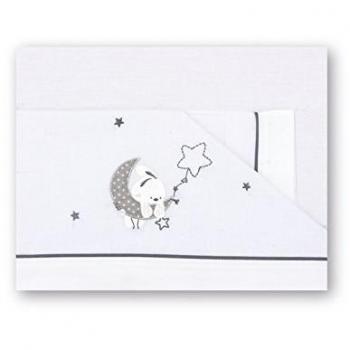 Pirulos Luna Juego de Sábanas 100% Algodón para Mini Cuna de 50x80 cm para Invierno y Verano, Color Gris
