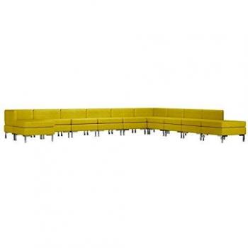 vidaXL - Conjunto de sofás de 11 piezas, sofá de oficina, sofá de salón, sofá, sala de estar, interior, casa, tela amarilla