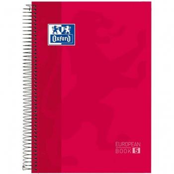 Oxford 400151480 Cuaderno A4+ Tapa Extradura 120 Hojas Cuadrícula 5x5 Color Rojo