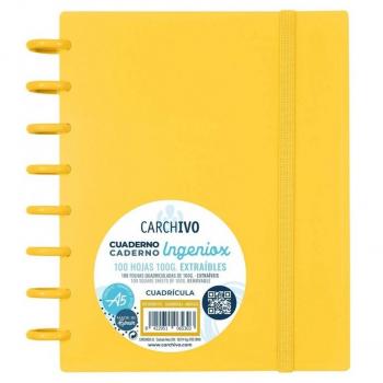 Cuaderno Ingeniox A5 100H Cuadrícula Mostaza Intensa