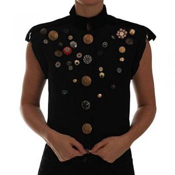 Black Embellished Floral Military Jacket Vest