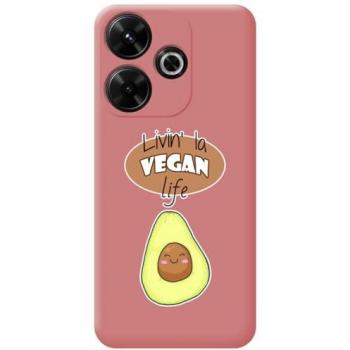 Funda Silicona Líquida Rosa Diseño Vegan Life para Xiaomi Poco M6 4G