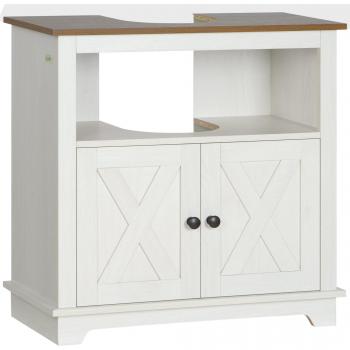 Mueble para Debajo del Lavabo de Madera con 2 Puertas y Estante 60x30x60 cm Blanco