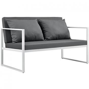 Sofá de Jardín 70 x 114 x 60 cm con Cojín Blanco - Mueble de Exterior Grigio/Bianco