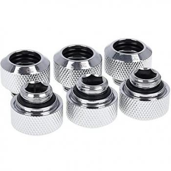 Alphacool Eiszapfen 13mm HardTube G1/4 Compression Fittings - Chrome Sixpack