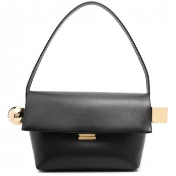Jacquemus Women's Le Rond Carré Black Leather Shoulder Bag - One Size