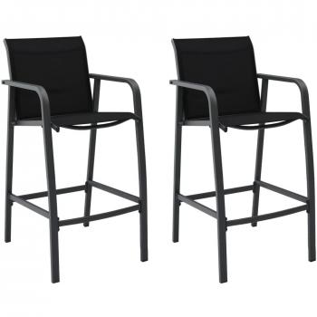 vidaXL Garden Bar Chairs 2 pcs Black Textilene