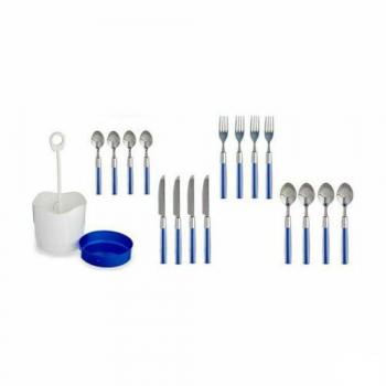 Set de Cubiertos Estándar Azul de Acero Inoxidable (8 Unidades)