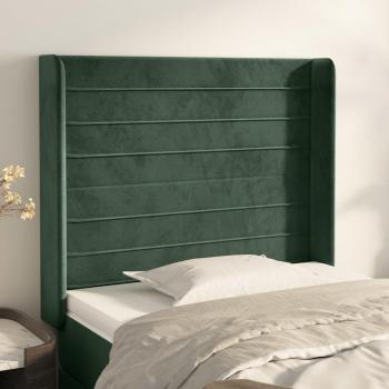 Cabecero con orejas de terciopelo verde oscuro 103x16x118/128cm VidaXL