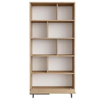 Biblioteca contemporánea con almacenamiento cerrado en madera de nogal, 83,9 x 29,5 x 175,6 cm