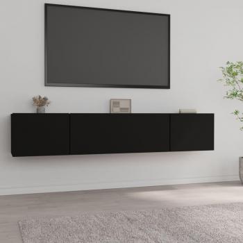 Mueble de TV vidaXL 2 uds madera contrachapada negro 80x30x30 cm
