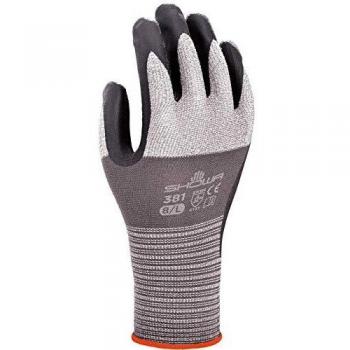 SHOWA 381, Revestimiento de Nitrilo microporoso, Uso general, gris con palma negro, 9/XL