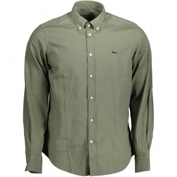 Elegant Green Long Sleeve Button-Down Shirt - XL by Harmont & Blaine, Casual Shirts, male, Green, Size: XL Green Cotton Shirt, Regular Fit