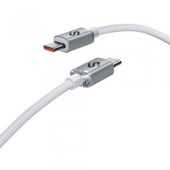 Cable USB-C a USB-C Subblim Optimus 60W 2m Nylon Trenzado Blanco
