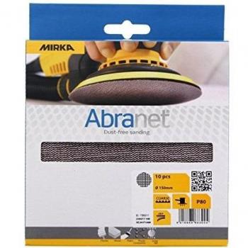 Discos de Lijado Mirka Abranet Ø 150mm P80 (10 unidades) - Adecuados para lijadoras rotorbitales y excentricas, lijado sin polvo de madera, masilla y pintura