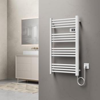 Radiador Toallero Eléctrico Mural Follo 500W con 16 Tubos de Aluminio, 96x54cm - Blanco, Eco y Ventana Abierta