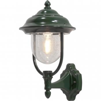 Aplique de exterior Parma, lámpara de pared vertical clásica verde, IP43, 43cm H x 24cm W x 26cm D