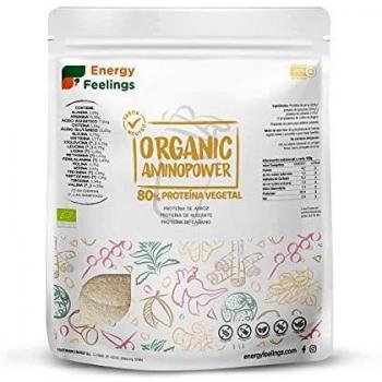 Energy Feelings Proteina Vegana Ecológica | 80% Proteína | Proteína Sabor Neutro - Sin Sabor | con Proteína de Arroz, Cáñamo y Guisante | Rica en BCAA | 100% ecológica | Sin Gluten | 500g