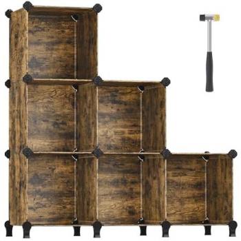 Estantería Modular de 6 Compartimentos, Organizador de Plástico con Patas, Zapatero, Cubo de 30 x 30 x 30 cm, para Salón, Dormitorio y Estudio, Incluye Martillo de