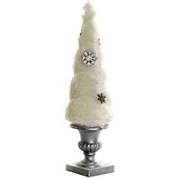 Cono Decorativo de Navidad en Algodón y Resina Blanco (14 x 14 x 52.5 cm)