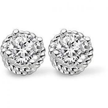 Pendientes de Plata con 100 Facetas de Zirconia, Modelo New Bling 9NB-0259, Diámetro 5 mm