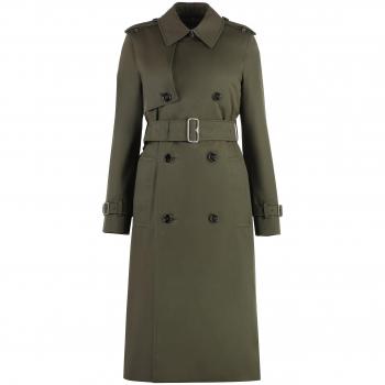 Burberry Women's Double-Breasted Trench Coat in Green | Size 8 | 8093046148254 Color C1173
