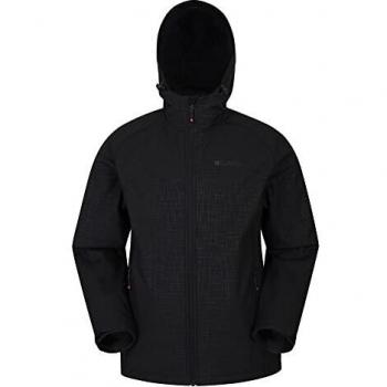 Mountain Warehouse Chaqueta Softshell Exodus para Hombre - Chaqueta Casual de diseño práctico, Impermeable, Dobladillo, Capucha y puños Ajustables Carbón XS