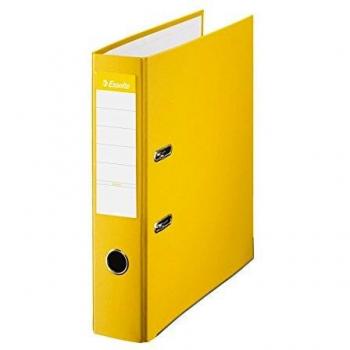 Esselte 42324, Archivador de Palanca de PP de Plástico Forrado, Amarillo, Anchura lomo: 75 mm