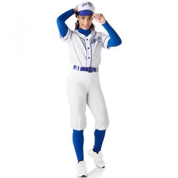 Disfraz de Beisbolista blanco y azul para mujer
