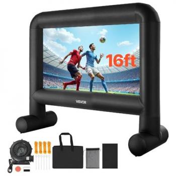 VEVOR 16FT Inflatable Movie Screen with Portable Storage Bag, 600D Waterproof Material, Easy Setup for Outdoor Home Theater and Theme Parties