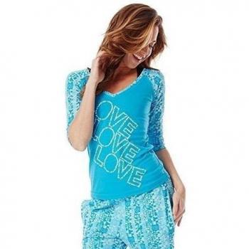 Zumba Camiseta Manga Larga Love X3 V-Neck Turquesa XS