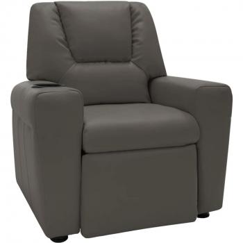 Sillón reclinable para niños en gris antracita de cuero similar
