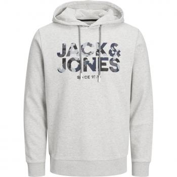 Jack & Jones JJJAMES Regular Fit Hoodie Sweatshirt in White Melange