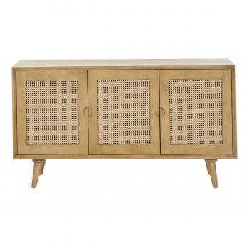 Aparador 3 puertas de madera de mango y ratán 145 cm LAKA