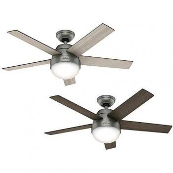 Hunter 117 cm | 46” Ventilador de Techo Stile Plateado Mate con Kit de Luz y Mando a Distancia, 50640