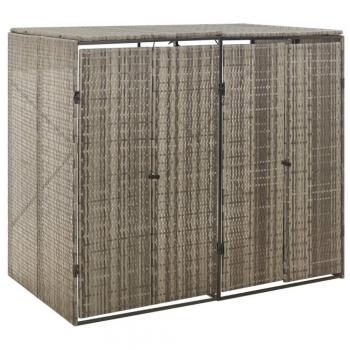 Double Wheelie Bin Shed Gray 140x80x117 cm Poly Rattan