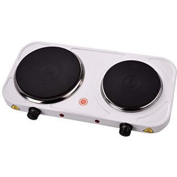 Cocina Eléctrica Melchioni Cook 2, 2500W, 2 Placas de Hierro Fundido, Termostato Regulable, Color Blanco