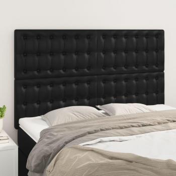Cabeceros 4 piezas cuero sintético negro 72x5x78/88 cm