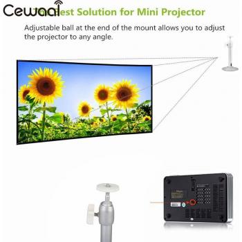 Soporte 360 Grados Portátil de Proyector DLP Montura de Aluminio para Techo y Pared Premium Plata