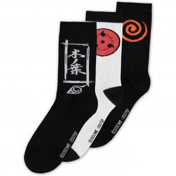 Calcetines Naruto Shippuden Sasuke Símbolo para Hombre, Pack de 3, Multicolor, Tallas EU 39-42 y 43-46
