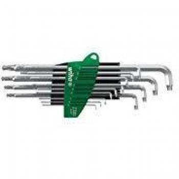 Wiha Juego de llaves Allen en soporte ProStar Stubby, con cabeza esférica TORX®, en titanio plateado, de 14 unid. (40979)