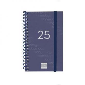 Agenda Finocam YEAR Azul Mini 7,9 x 12,7 cm 2025 Espiral Semana Vista Horizontal Enero 2025 - Diciembre 2025 (12 meses) Español