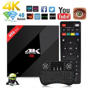 Aoxun Android 7.1 TV Box H96 Pro+ Plus Set-top box inteligente CPU Amlogic S912 Octa-core 64 bits 3 GB de RAM 32 GB de ROM con Wifi Inteligente Smart TV Box Bluetooth 4.1 y True 4K jugando