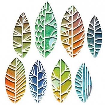 Sizzix Set de Troqueles Thinlits 8 pzas 664431 Hojas Recortadas by Tim Holtz, Multicolor, Talla única