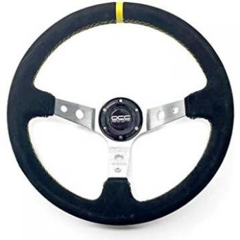 VOLANTE DESPLAZADO MOD. TRACK PIEL VUELTA BRAZOS PLATA OCC MOTORSPORT